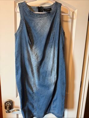 Ashley Stewart Blue Denim Sleeveless Shift Dress